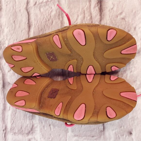 Youth Twisted boots driving bomber moc pink leather shoes size 1 (3t) - Picture 9 of 10